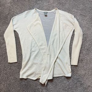Neiman Marcus Cardigan Off-White Sheer‎ Back Small Cashmere Wool Blend